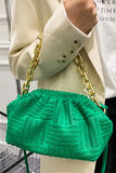KATCH ME Green Towel Chunky Chain Cloud Ruched Strap Bag  21.99