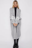 Grey Casual Knit LOVE Print Drop Shoulder Open-Front Long Cardigan