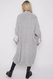 KATCH ME Grey Casual Knit LOVE Print Drop Shoulder Open-Front Long Cardigan Coat