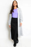 KATCH ME Grey Casual Knit Puff Sleeve Loose Cardigan Coat 29.99