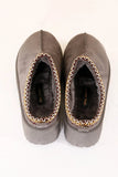 KATCH ME Grey Casual Textured Fur Chunky Thermal Slip-On Shoes