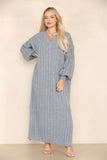 KATCH ME Grey Casual V Neck Knit Long Sleeve Slit Loose Sweater Dress Dress