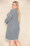 KATCH ME Grey Chic Knit Turtle Neck Stitches Sweater Dress Dress