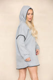 KATCH ME Grey Commuter Versatile Long Sleeve Drawstring Wavy Edge Loose Hoodie Top