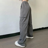 KATCH ME Grey High Waist Segment Straight Leg Cargo Trousers  19.99
