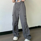 KATCH ME Grey High Waist Segment Straight Leg Cargo Trousers  19.99