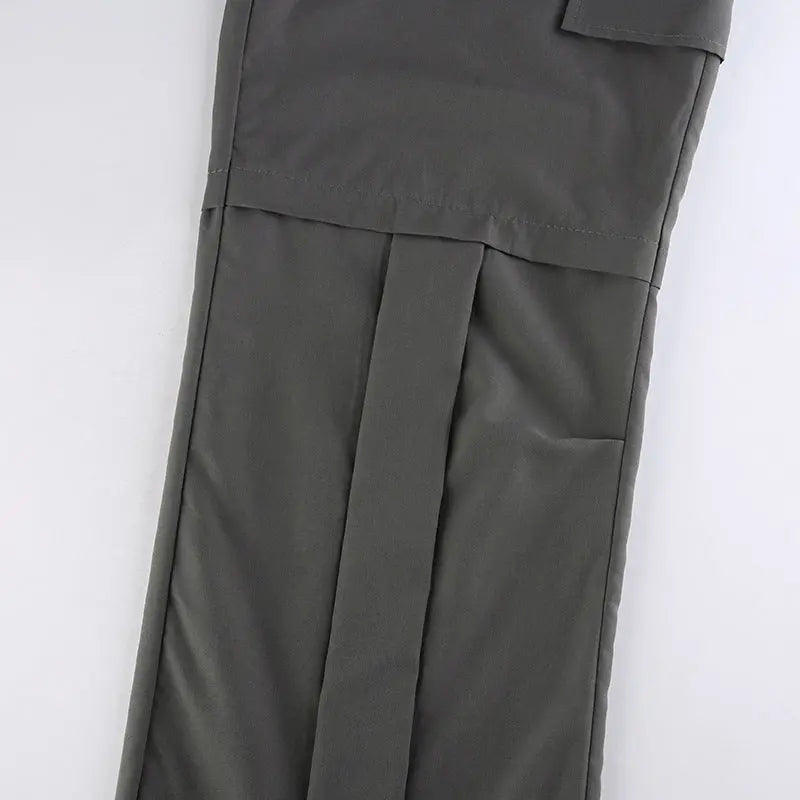 KATCH ME Grey High Waist Segment Straight Leg Cargo Trousers  19.99