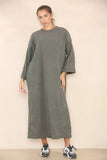 KATCH ME Grey Round Neck Drop Shoulder Loose Dress Dress 26.99