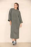 KATCH ME Grey Round Neck Drop Shoulder Loose Dress Dress