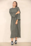 KATCH ME Grey Round Neck Drop Shoulder Loose Dress Dress