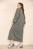 KATCH ME Grey Round Neck Drop Shoulder Loose Dress Dress