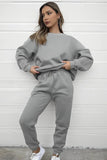 KATCH ME Grey Round Neck Ribbed Sweatshirt & Elasticated Pants Co-ord Co-ord 