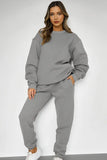 KATCH ME Grey Round Neck Ribbed Sweatshirt & Elasticated Pants Co-ord Co-ord 