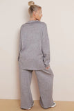 KATCH ME Grey V Neck Long Sleeve Top & Wide Leg Pants Co-ord Co-ord 