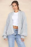 KATCH ME Grey Versatile Knit Drop Shoulder Sweater Cardigan Coat 