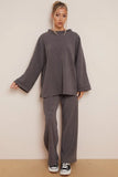 KATCH ME Grey Winter Casual Rib Scoop Neck Long Sleeve Top & Loose Pants Co-ord Co-ord