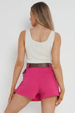 KATCH ME Hot Pink Casual Belt Decor Shorts Shorts 