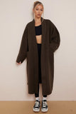 KATCH ME Khaki Exposed Stitches Pocket Loose Thermal Coat Coat 
