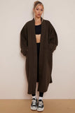 KATCH ME Khaki Exposed Stitches Pocket Loose Thermal Coat Coat 