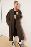 KATCH ME Khaki Exposed Stitches Pocket Loose Thermal Coat Coat 