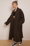 KATCH ME Khaki Exposed Stitches Pocket Loose Thermal Coat Coat 