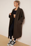KATCH ME Khaki Exposed Stitches Pocket Loose Thermal Coat Coat 