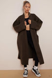 KATCH ME Khaki Exposed Stitches Pocket Loose Thermal Coat Coat 