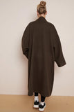 KATCH ME Khaki Exposed Stitches Pocket Loose Thermal Coat Coat 