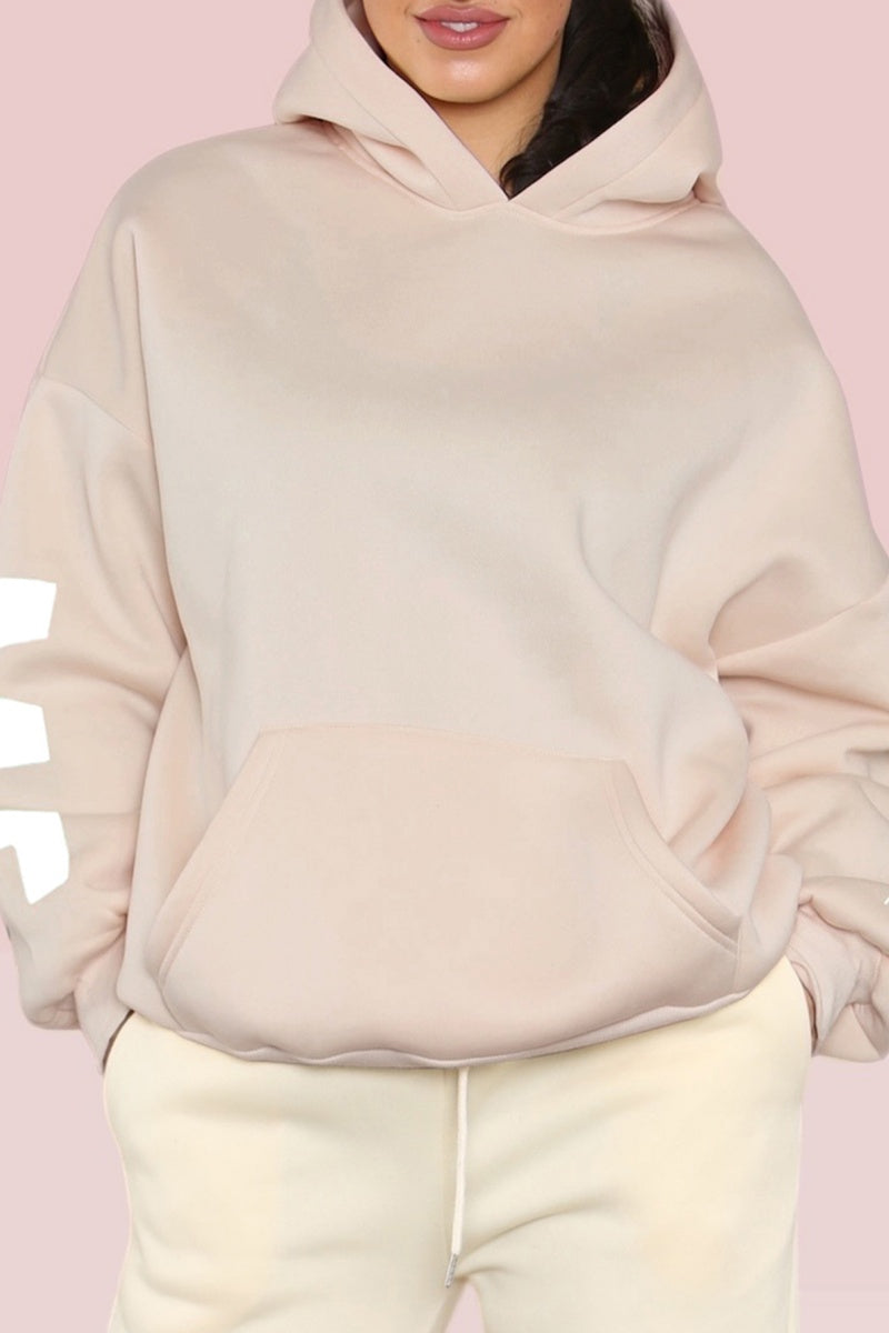 Katchme Letter Print Hooded Drop Shoulder Loose Fit Long Sleeve Sweatshirt - KATCH ME UK-Hoodie