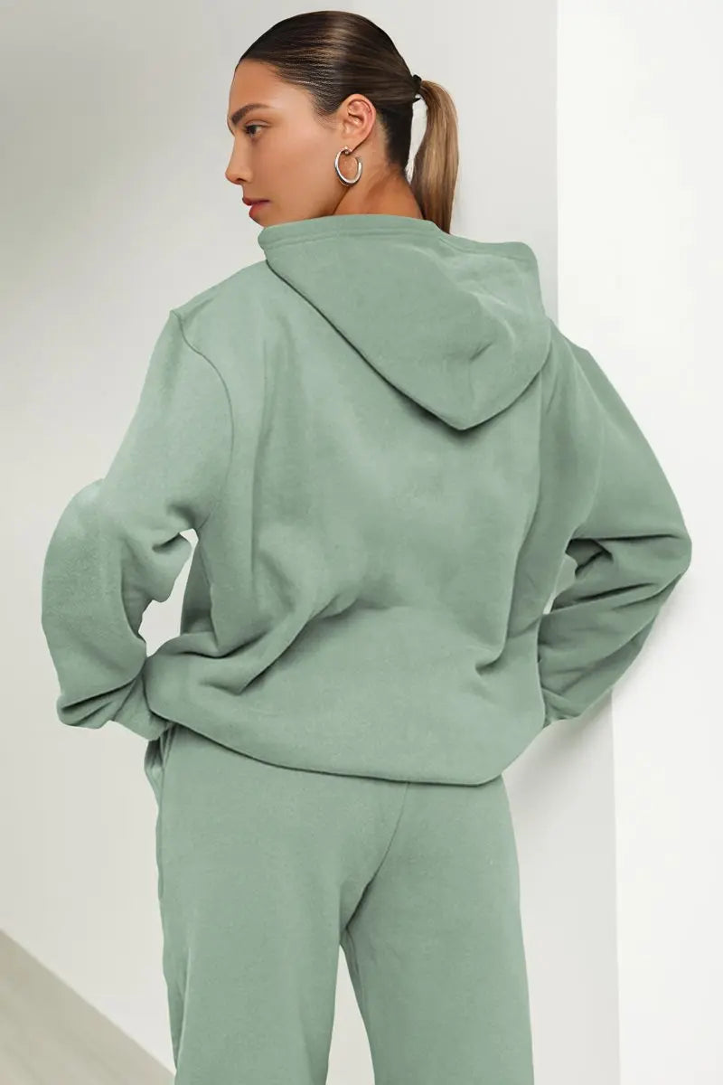 KATCH ME Light Green Casual Hoodie & Pocket Pants Co-ord Co-ord 