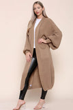 KATCH ME Mocha Casual Knit Puff Sleeve Loose Cardigan Coat