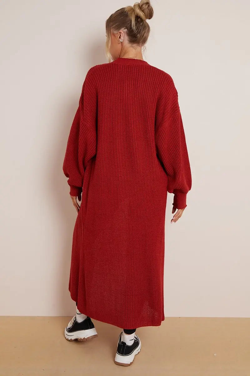 KATCH ME New! Plum  Knitted Longline Cardigan Coat 