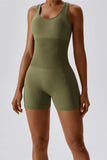 KATCH ME Olive Green Thin Waist Stretch Vest Playsuit Playsuit 