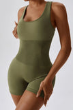 KATCH ME Olive Green Thin Waist Stretch Vest Playsuit Playsuit 