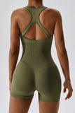 KATCH ME Olive Green Thin Waist Stretch Vest Playsuit Playsuit 