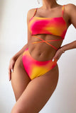KATCH ME Orange Criss Cross Bikini 3 Pieces Set Swimsuit 