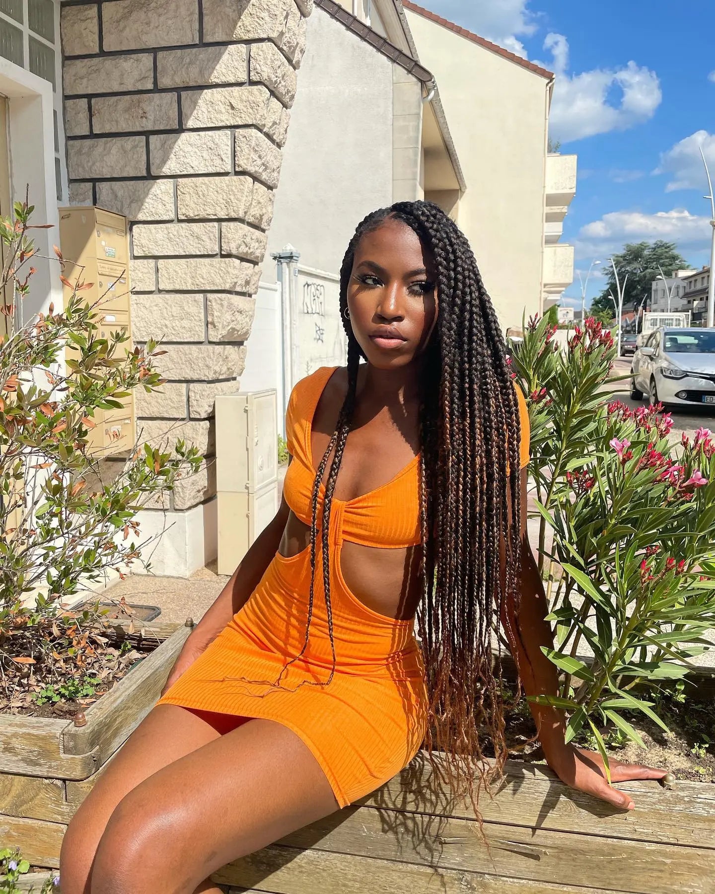 Orange cut best sale out bodycon dress