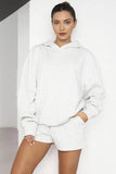 KATCH ME Pale Grey Casual Stretch Hoodie & Drawstring Shorts Co-ord Co-ord 