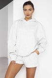 KATCH ME Pale Grey Casual Stretch Hoodie & Drawstring Shorts Co-ord Co-ord 35.99