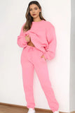 KATCH ME Peach Round Neck Ribbed Sweatshirt & Elasticated Pants Co-ord Co-ord 
