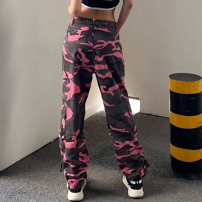 Girls Pink Camo High Waist Denim Joggers  New Look