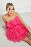 KATCH ME Pink Chiffon Frill Tiered Dress Dress 37.99