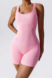 KATCH ME Pink Thick Straps Seamless Ribbed Playsuit Playsuit 