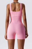 KATCH ME Pink Thick Straps Seamless Ribbed Playsuit Playsuit 