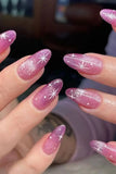 KATCH ME Purple Star Glitter Almond Press On Nail 24PCS Set Accessories 