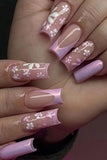 KATCH ME Purplish Pink Floral Two-toned Press On Nail 24PCS Set Accessories 6.99