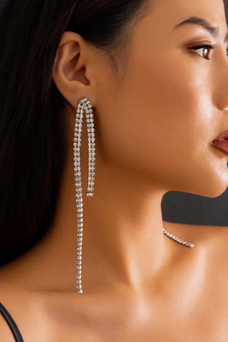 KATCH ME Silver Gorgeous Diamante Earrings Accessories 