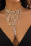 KATCH ME Silver Rhinestones Tassel Chocker Necklace Accessories 
