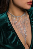 KATCH ME Silver Rhinestones Tassel Chocker Necklace Accessories 
