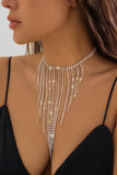 KATCH ME Silver Rhinestones Tassel Chocker Necklace Accessories 